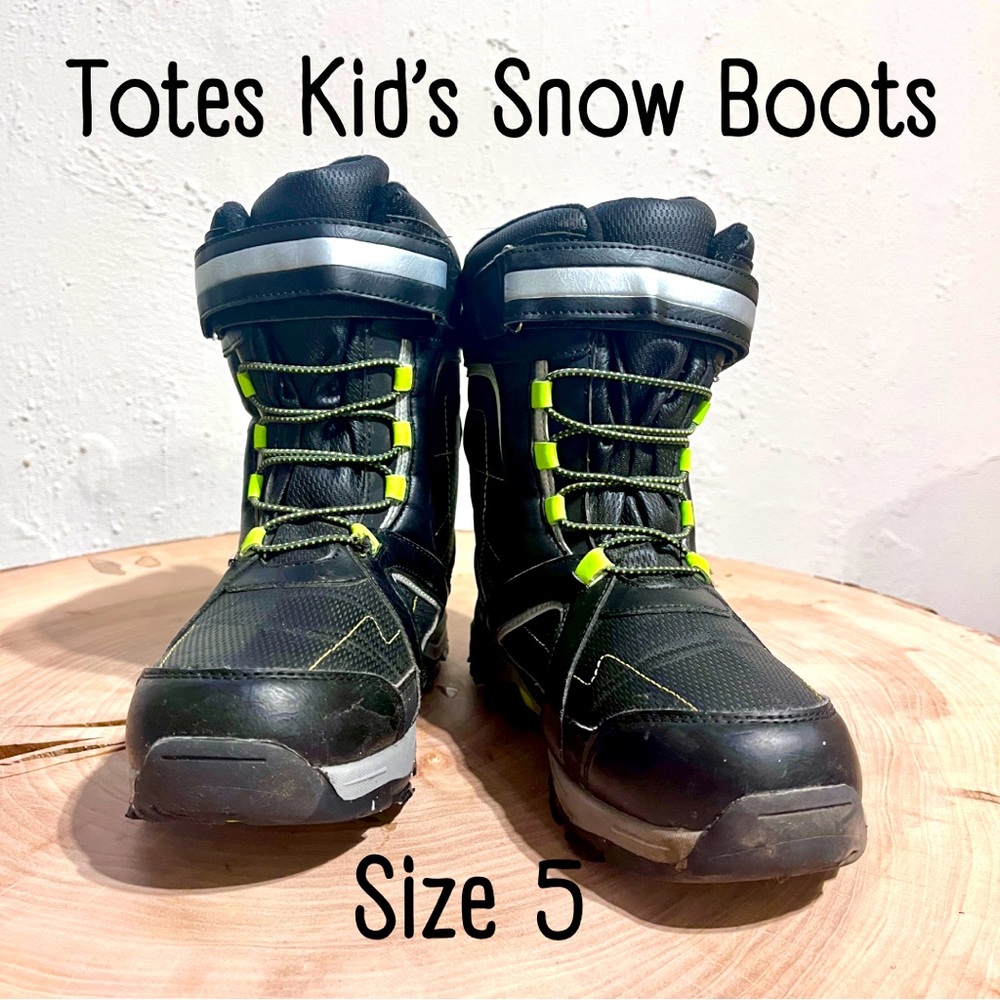 Totes Kids Snow Boots - Black and Green